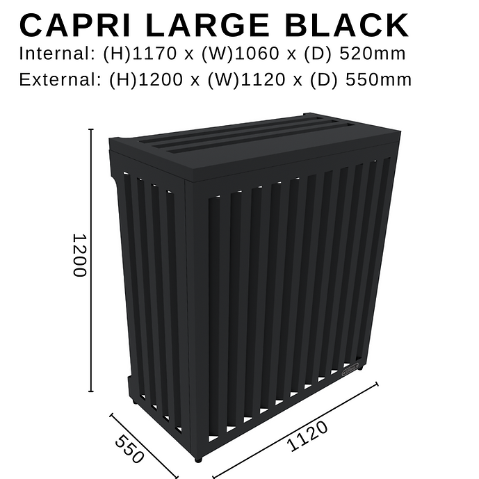Capri Large Black H1200 x W1120 x D550