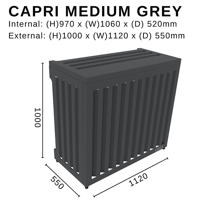 Capri Medium Grey H1000 x W1120 x D550