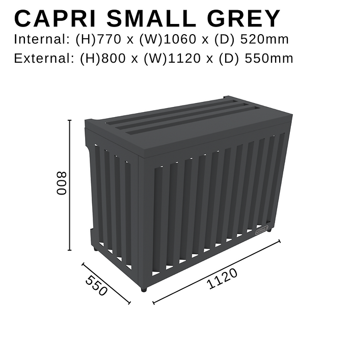 Capri Small Grey H800 x W1120 x D550