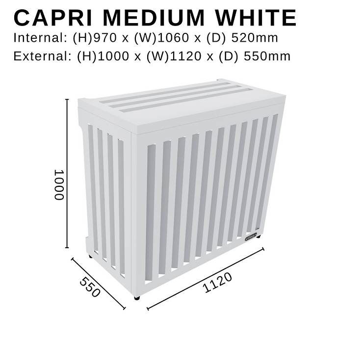 Capri Medium White H1000 x W1120 x D550
