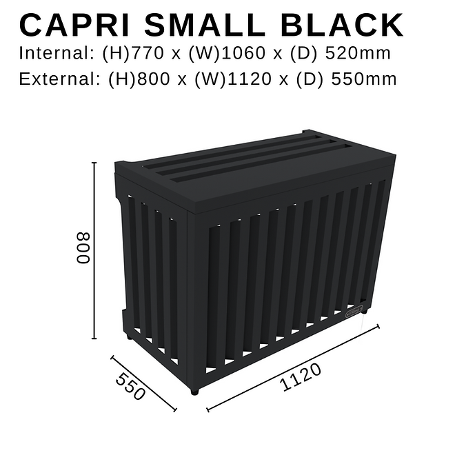 Capri Small Black H800 x W1120 x D550