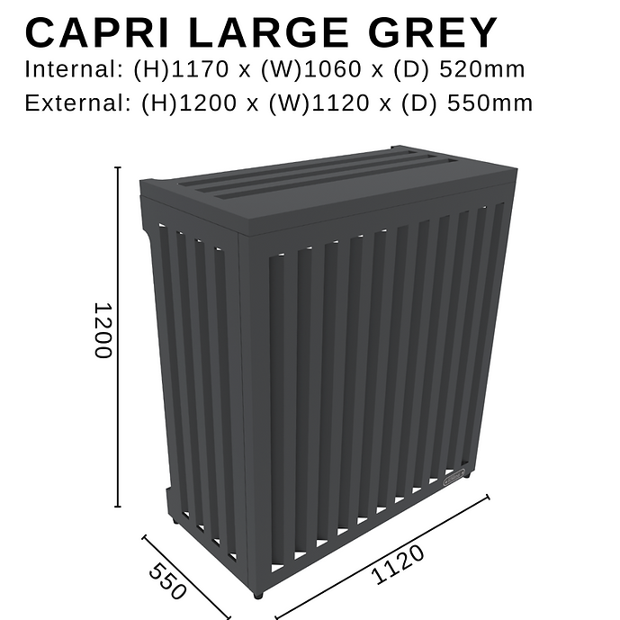 Capri Large Grey H1200 x W1120 x D550